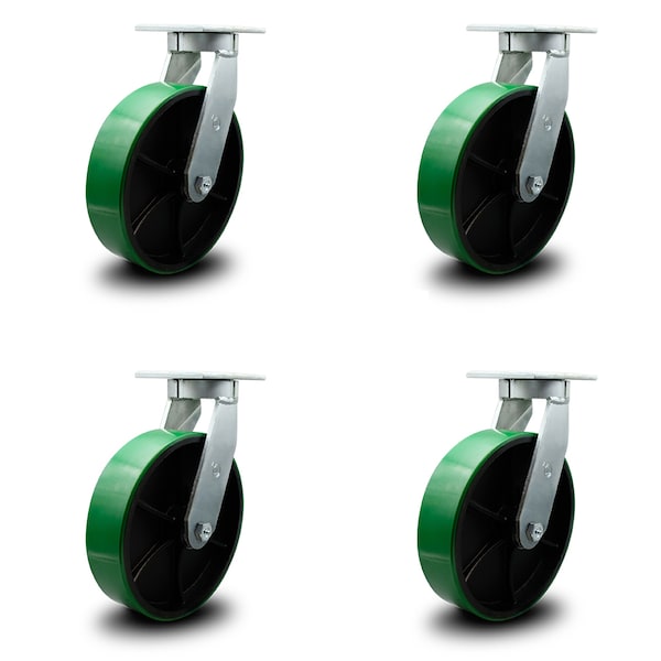 Service Caster 10 Inch Extra Heavy Duty Green Poly on Cast Iron Wheel Swivel Caster, 4PK SCC-KP92S1030-PUR-GB-4 - main
